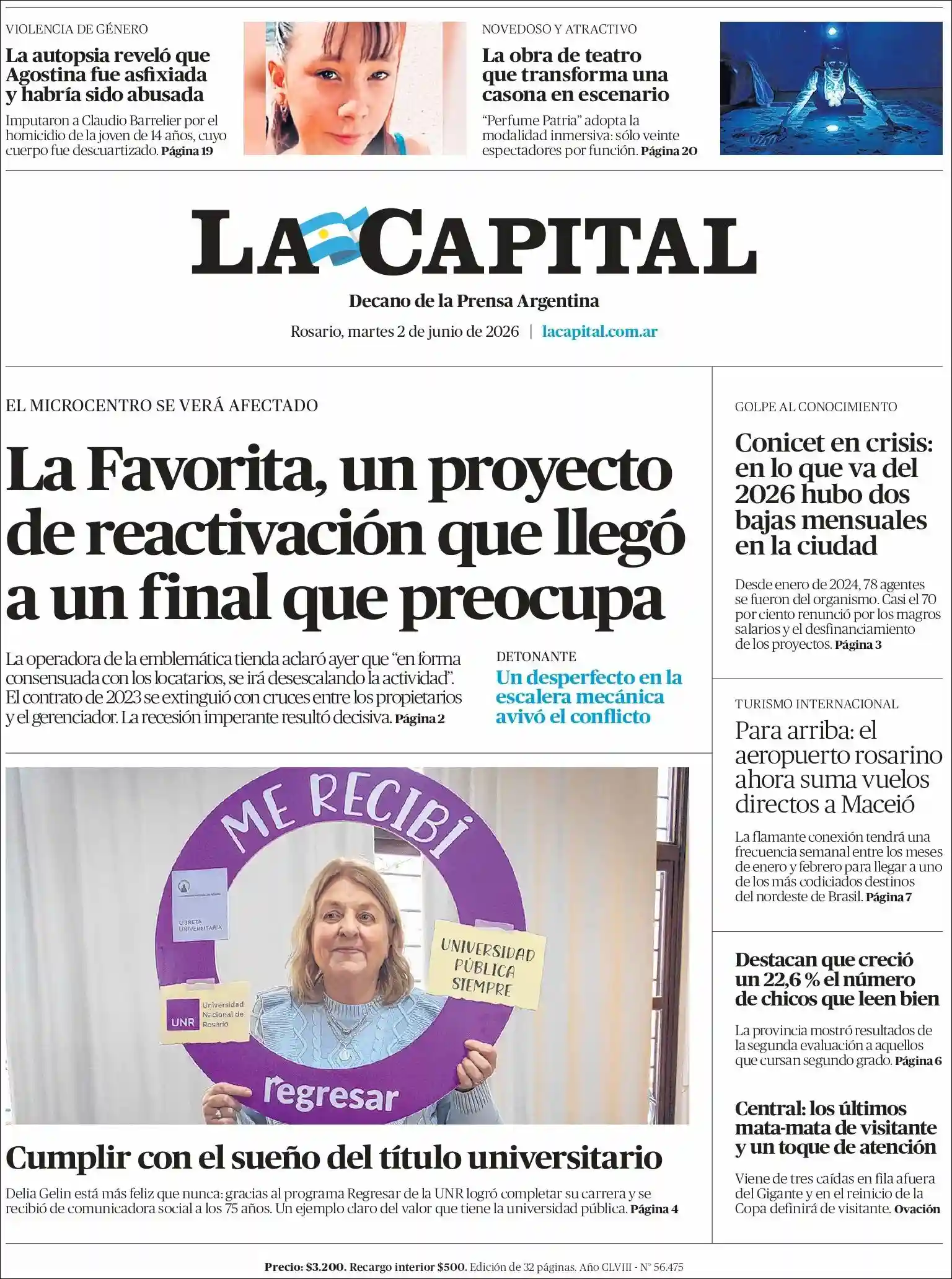 Estudios Max | MAKALLÉ DIGITAL - Tapa del diario La Capital Rosario