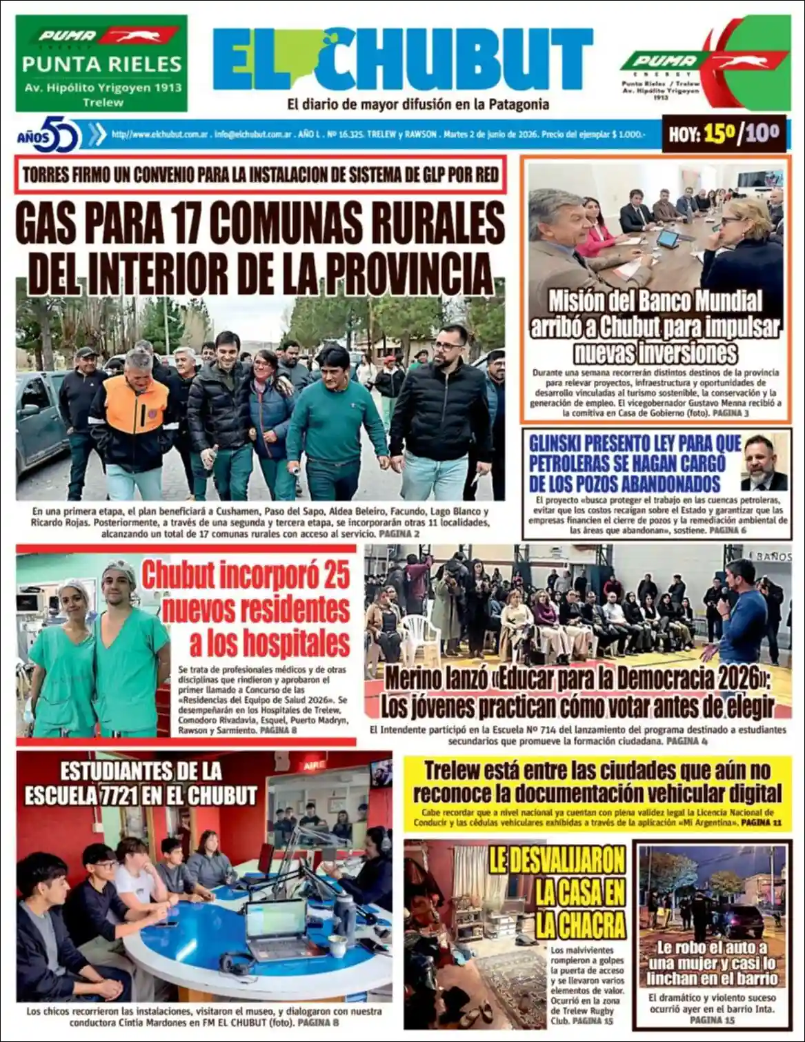 Estudios Max | MAKALLÉ DIGITAL - Tapa del diario El Chubut