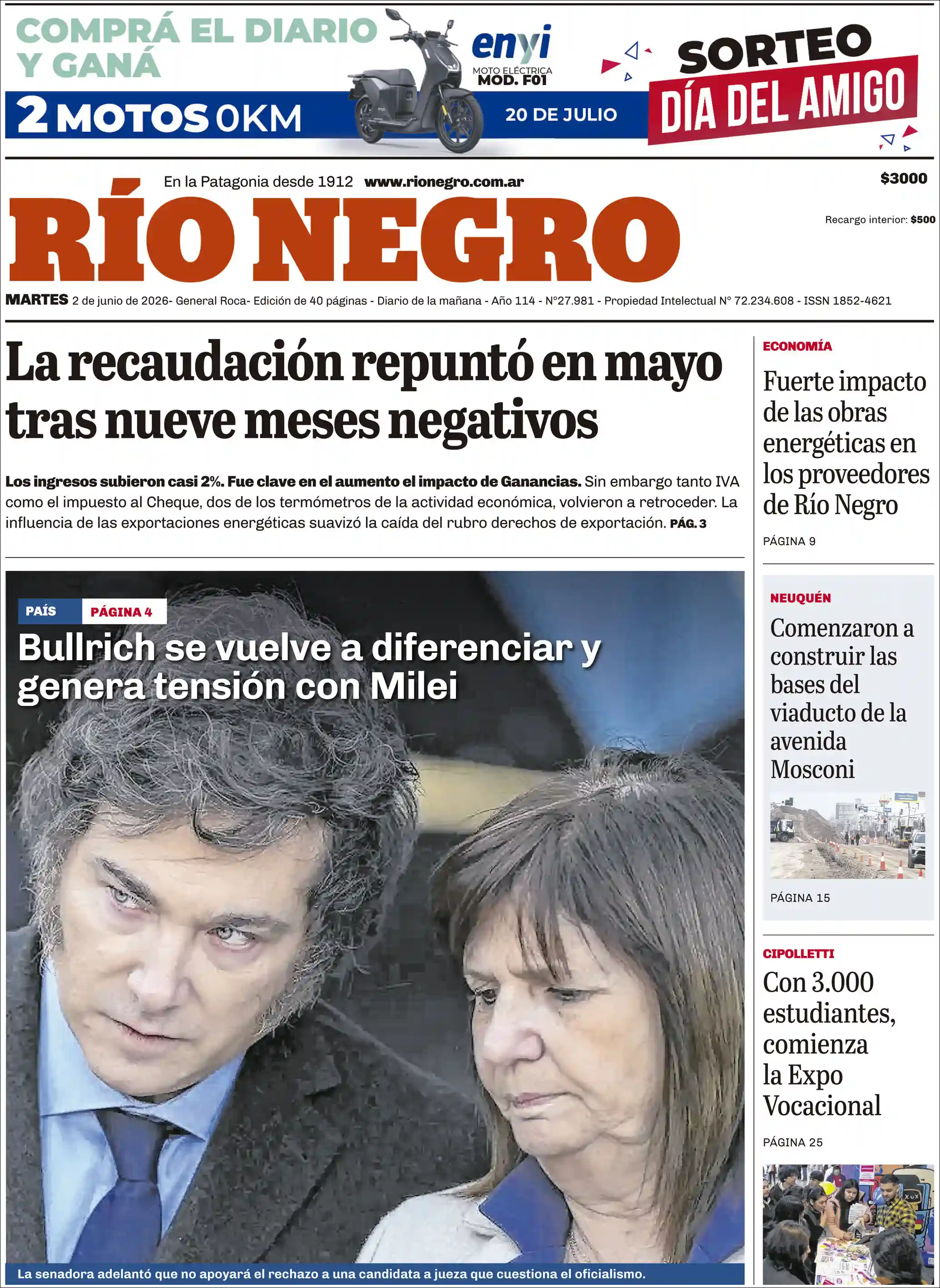 Estudios Max | MAKALLÉ DIGITAL - Tapa del diario Rio Negro